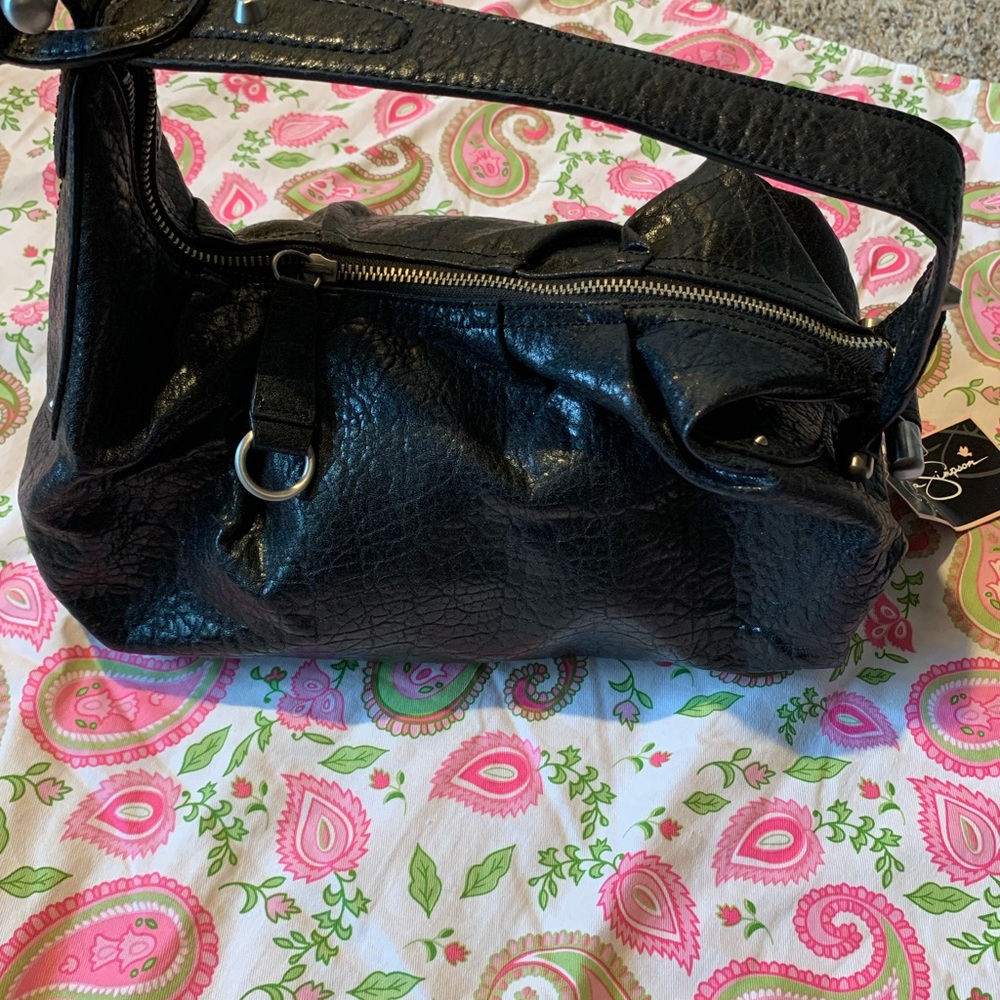 Jessica Simpson Limelight Black PVC Shoulder Bag
